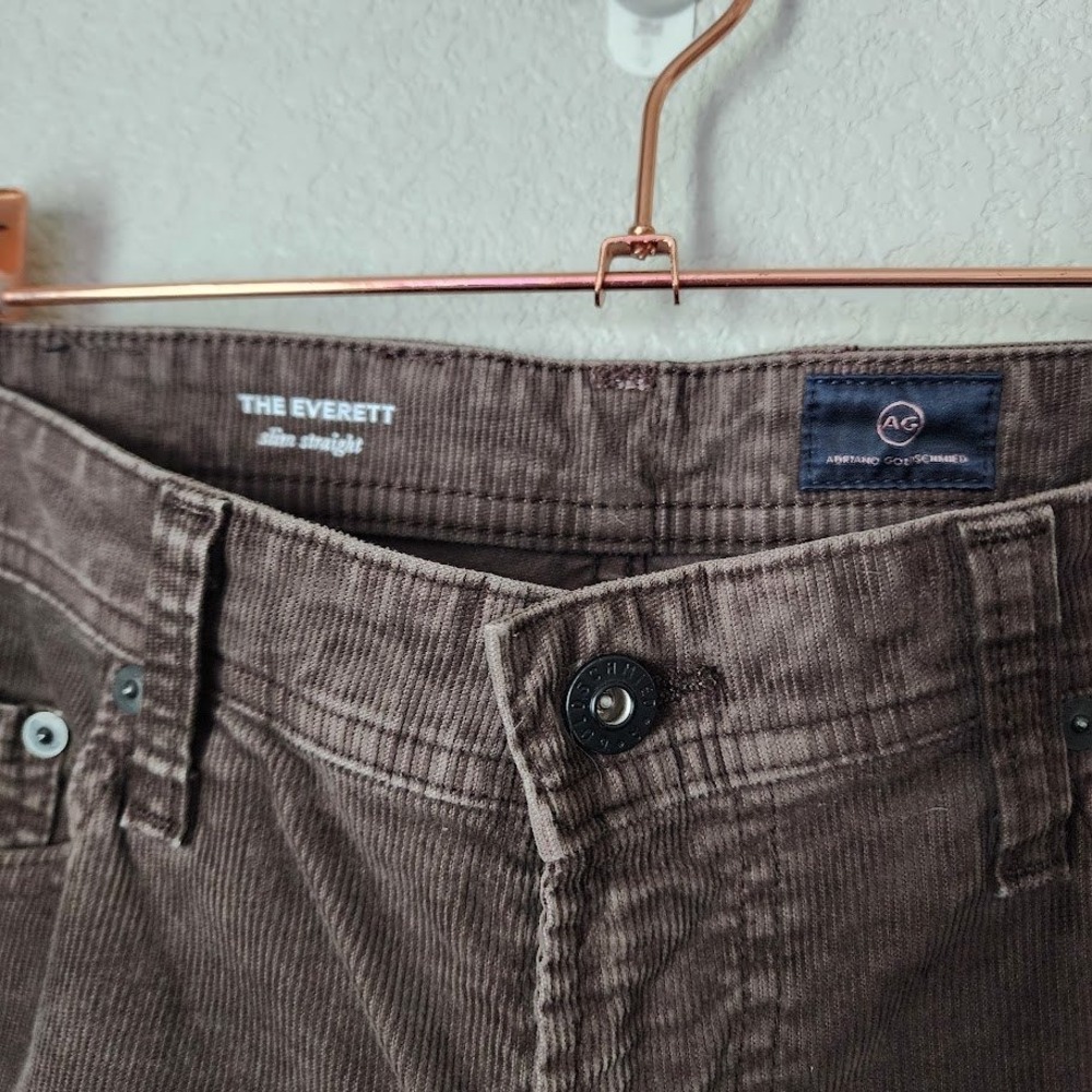 AG ADRIANO GOLDSCHMIED Everett Corduroy Pants Brown Slim‎ Straight 32x34 - Picture 7 of 11